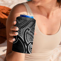 Personalised Aotearoa Papua Shell 4 in 1 Can Cooler Tumbler Black Polynesian Pacific Tribal