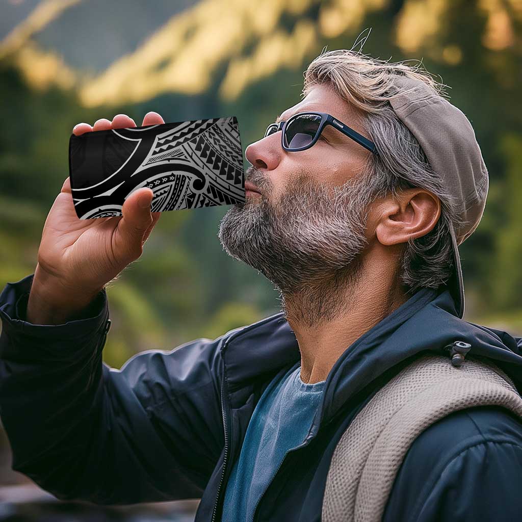 Personalised Aotearoa Papua Shell 4 in 1 Can Cooler Tumbler Black Polynesian Pacific Tribal