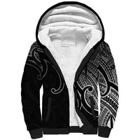 Custom Aotearoa Maori Koru Sherpa Hoodie Polynesian Pacific Tribal - Black LT9 Unisex Black - Polynesian Pride