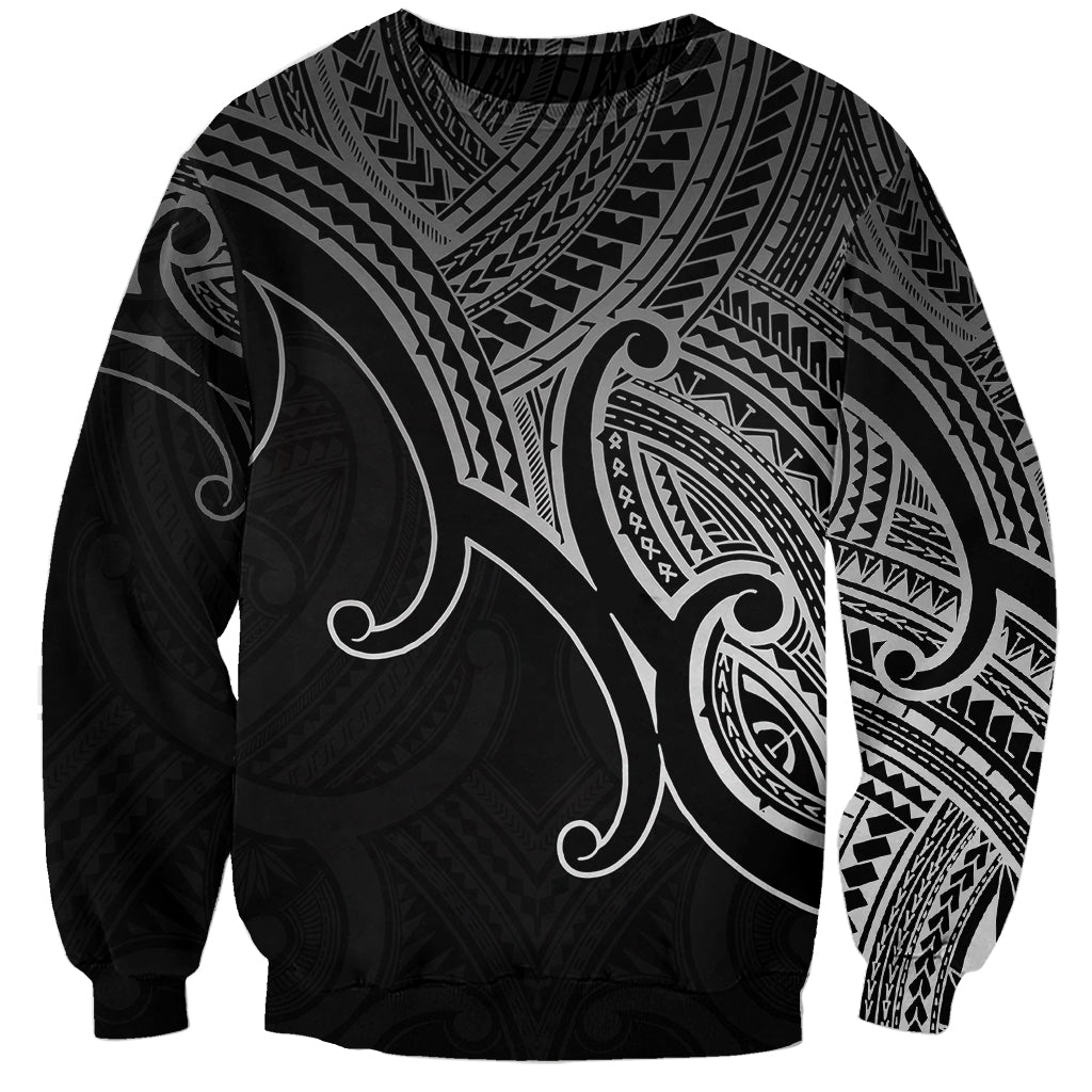 Custom Aotearoa Maori Koru Sweatshirt Polynesian Pacific Tribal - Black LT9 Unisex Black - Polynesian Pride
