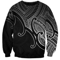 Custom Aotearoa Maori Koru Sweatshirt Polynesian Pacific Tribal - Black LT9 Unisex Black - Polynesian Pride