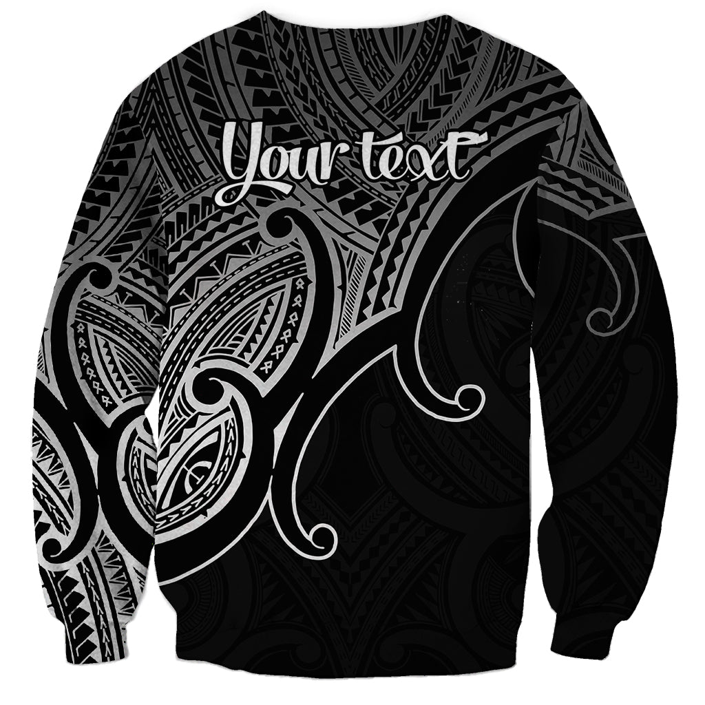 Custom Aotearoa Maori Koru Sweatshirt Polynesian Pacific Tribal - Black LT9 - Polynesian Pride