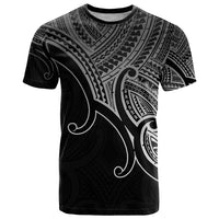 Custom Aotearoa Maori Koru T Shirt Polynesian Pacific Tribal Black LT9 Black - Polynesian Pride