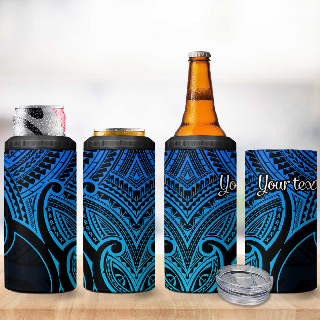 Personalised Aotearoa Papua Shell 4 in 1 Can Cooler Tumbler Blue Polynesian Pacific Tribal