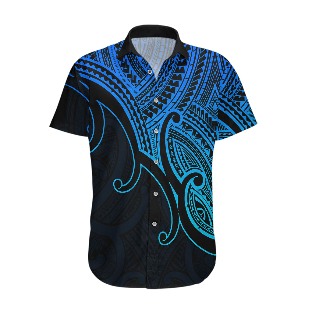 Custom Aotearoa Maori Koru Hawaiian Shirt Polynesian Pacific Tribal - Blue LT9 Blue - Polynesian Pride