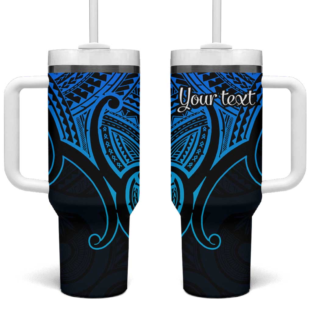 Personalised Aotearoa Papua Shell Tumbler With Handle Blue Polynesian Pacific Tribal