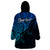 Custom Aotearoa Maori Koru Wearable Blanket Hoodie Polynesian Pacific Tribal - Blue LT9 - Polynesian Pride