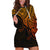 Custom Aotearoa Maori Koru Hoodie Dress Polynesian Pacific Tribal - Gold LT9 Gold - Polynesian Pride