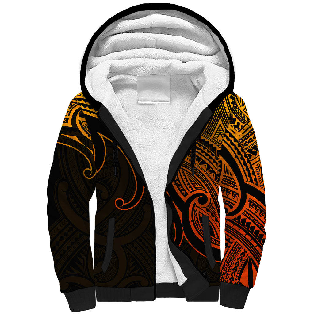 Custom Aotearoa Maori Koru Sherpa Hoodie Polynesian Pacific Tribal - Gold LT9 Unisex Gold - Polynesian Pride