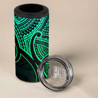 Personalised Aotearoa Papua Shell 4 in 1 Can Cooler Tumbler Green Polynesian Pacific Tribal