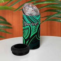Personalised Aotearoa Papua Shell 4 in 1 Can Cooler Tumbler Green Polynesian Pacific Tribal