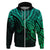 Custom Aotearoa Maori Koru Hoodie Polynesian Pacific Tribal Green LT9 Zip Hoodie Green - Polynesian Pride