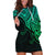 Custom Aotearoa Maori Koru Hoodie Dress Polynesian Pacific Tribal - Green LT9 Green - Polynesian Pride