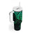 Personalised Aotearoa Papua Shell Tumbler With Handle Green Polynesian Pacific Tribal