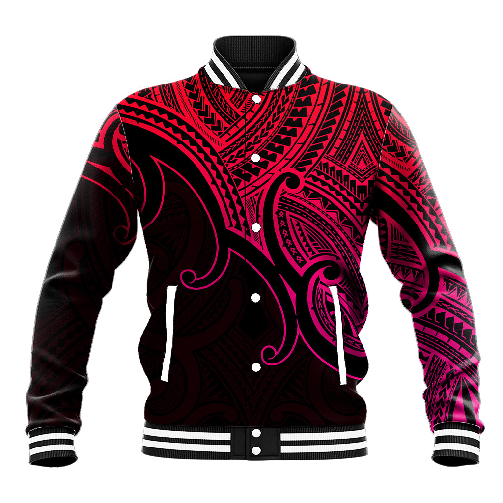 Custom Aotearoa Maori Koru Baseball Jacket Polynesian Pacific Tribal - Pink LT9 Unisex Pink - Polynesian Pride