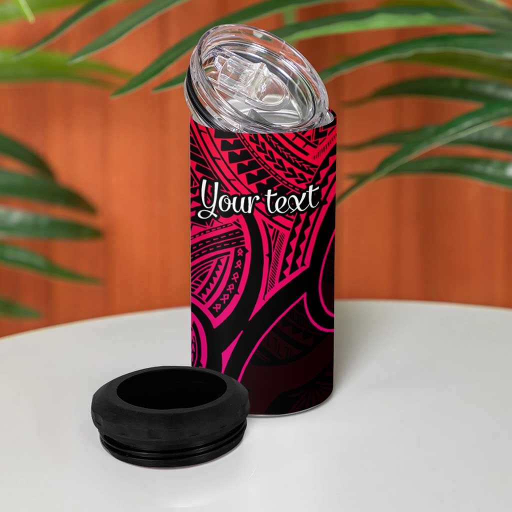 Personalised Aotearoa Papua Shell 4 in 1 Can Cooler Tumbler Pink Polynesian Pacific Tribal