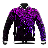 Custom Aotearoa Maori Koru Baseball Jacket Polynesian Pacific Tribal - Purple LT9 Unisex Purple - Polynesian Pride
