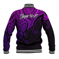 Custom Aotearoa Maori Koru Baseball Jacket Polynesian Pacific Tribal - Purple LT9 - Polynesian Pride