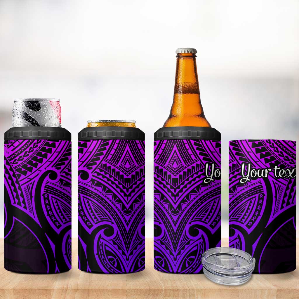 Personalised Aotearoa Papua Shell 4 in 1 Can Cooler Tumbler Purple Polynesian Pacific Tribal