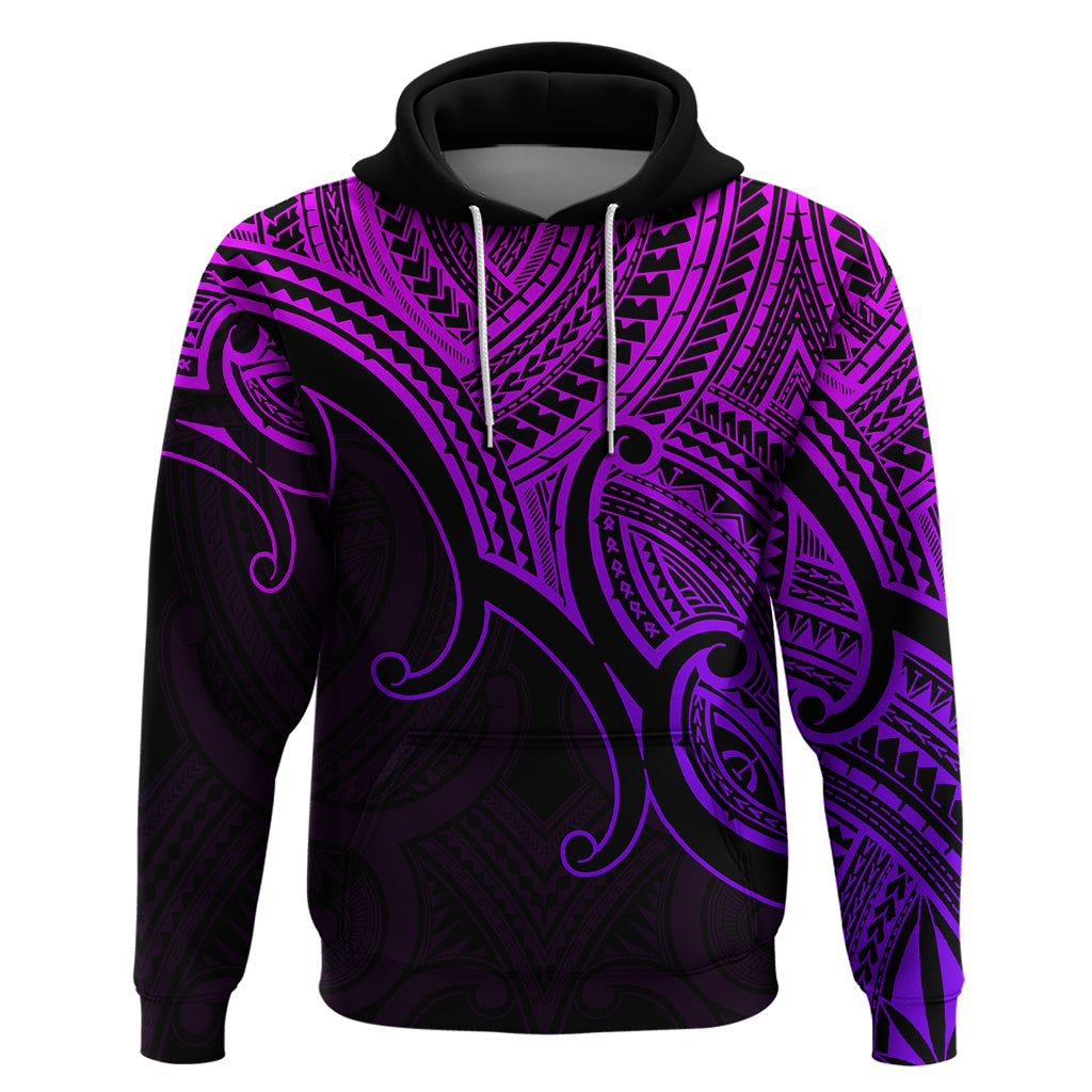 Custom Aotearoa Maori Koru Hoodie Polynesian Pacific Tribal Purple LT9 Pullover Hoodie Purple - Polynesian Pride