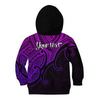 Custom Aotearoa Maori Koru Kid Hoodie Polynesian Pacific Tribal - Purple LT9 - Polynesian Pride