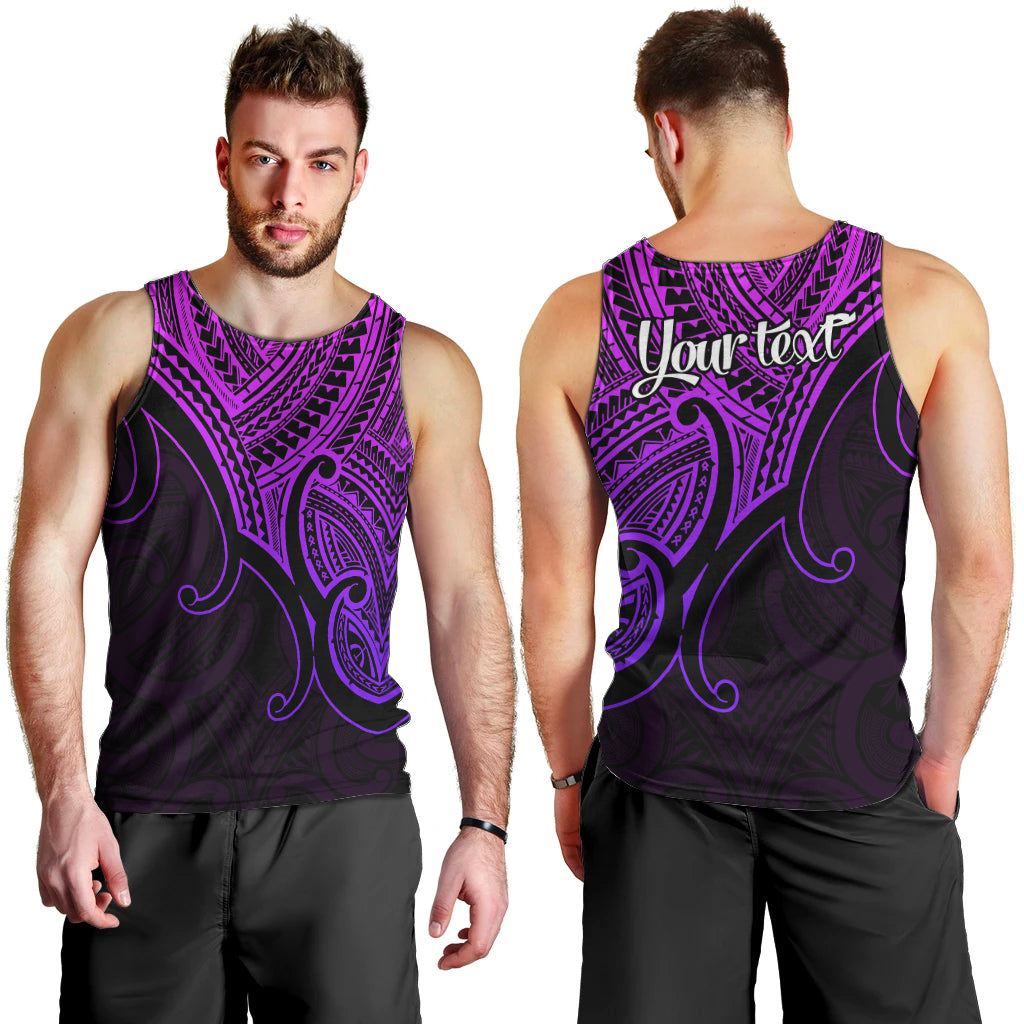 Custom Aotearoa Maori Koru Men Tank Top Polynesian Pacific Tribal - Purple LT9 - Polynesian Pride