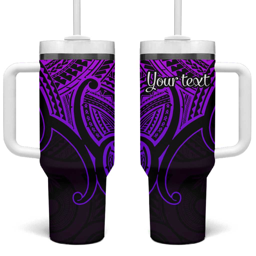 Personalised Aotearoa Papua Shell Tumbler With Handle Purple Polynesian Pacific Tribal