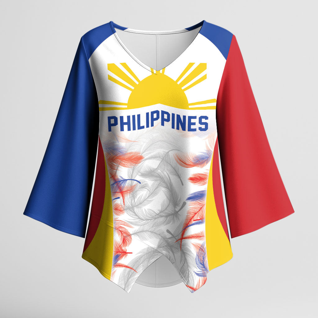 Philippines Flag Day Kimono Sleeve Blouse Filipino Feather Pattern
