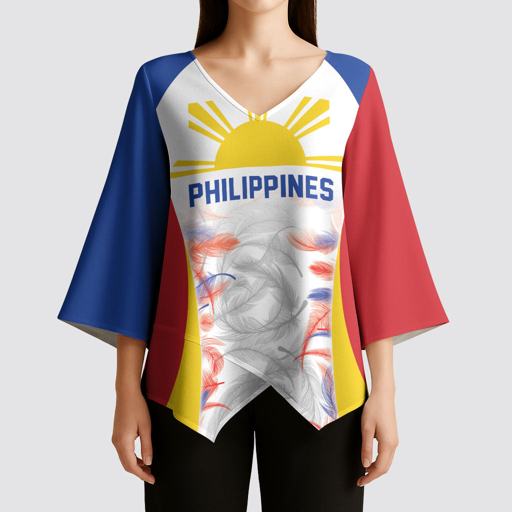 Philippines Flag Day Kimono Sleeve Blouse Filipino Feather Pattern