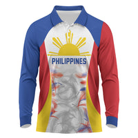 Philippines Flag Day Long Sleeve Polo Shirt Filipino Feather Pattern