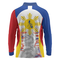 Philippines Flag Day Long Sleeve Polo Shirt Filipino Feather Pattern