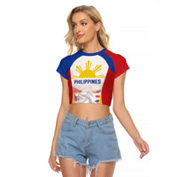 Philippines Flag Day Raglan Cropped T Shirt Filipino Feather Pattern