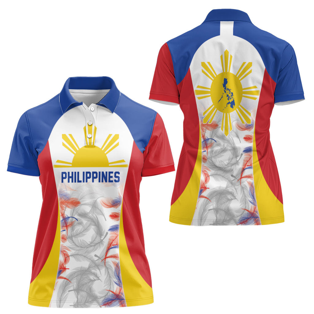 Philippines Flag Day Women Polo Shirt Filipino Feather Pattern