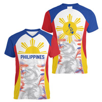 Philippines Flag Day Women V-Neck T-Shirt Filipino Feather Pattern