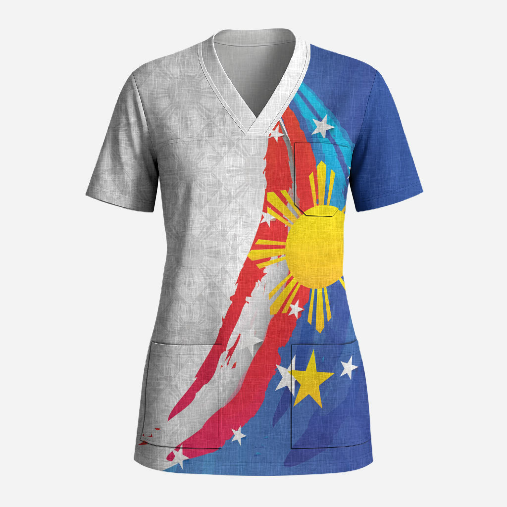Philippines Flag Day Scrub Top Filipino Pride Shines Bright On Flag Day