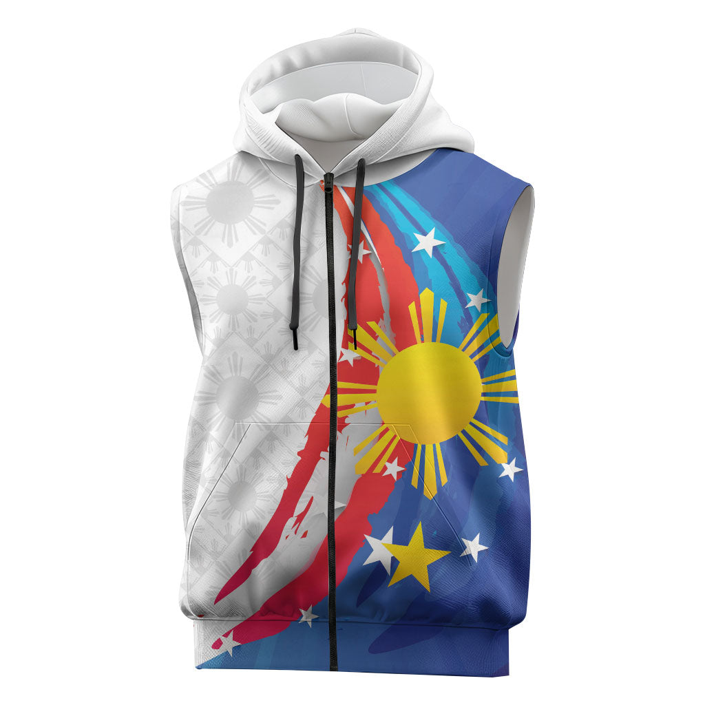 Philippines Flag Day Sleeveless Zip Hoodie Filipino Pride Shines Bright On Flag Day
