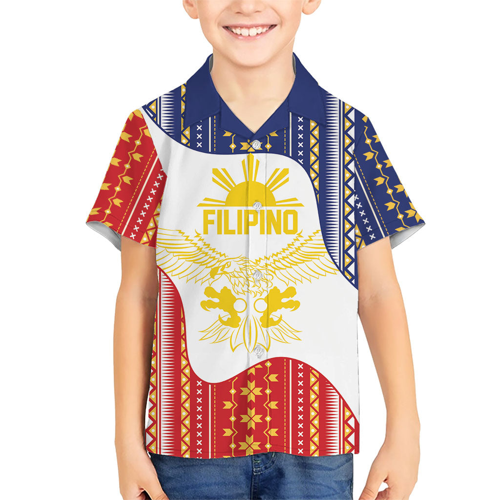 Philippines Flag Day Kid Hawaiian Shirt Filipino Traditional Igorot Tribal Pattern