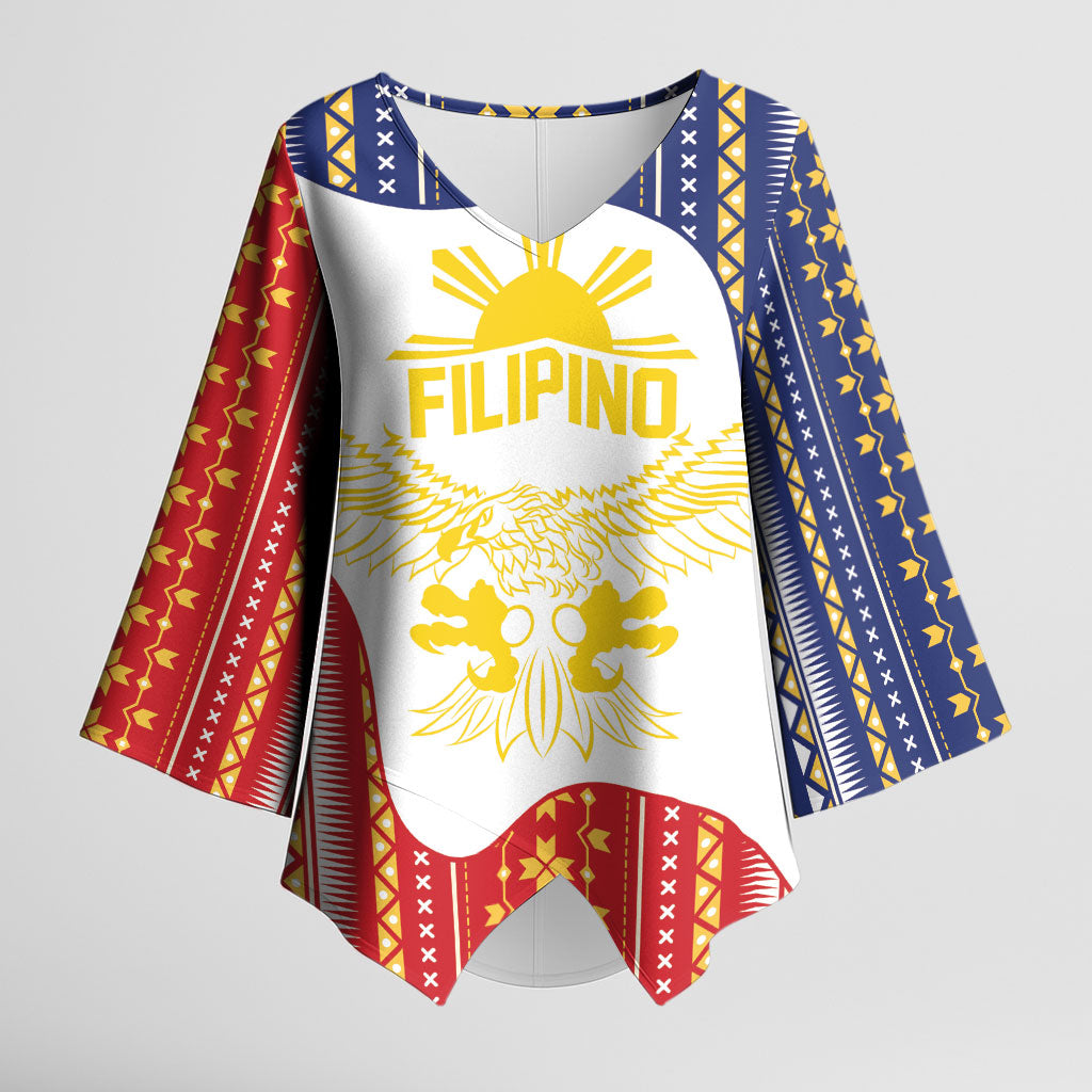 Philippines Flag Day Kimono Sleeve Blouse Filipino Traditional Igorot Tribal Pattern