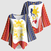 Philippines Flag Day Kimono Sleeve Blouse Filipino Traditional Igorot Tribal Pattern