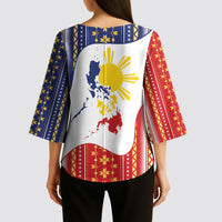 Philippines Flag Day Kimono Sleeve Blouse Filipino Traditional Igorot Tribal Pattern