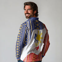 Philippines Flag Day Long Sleeve Polo Shirt Filipino Traditional Igorot Tribal Pattern