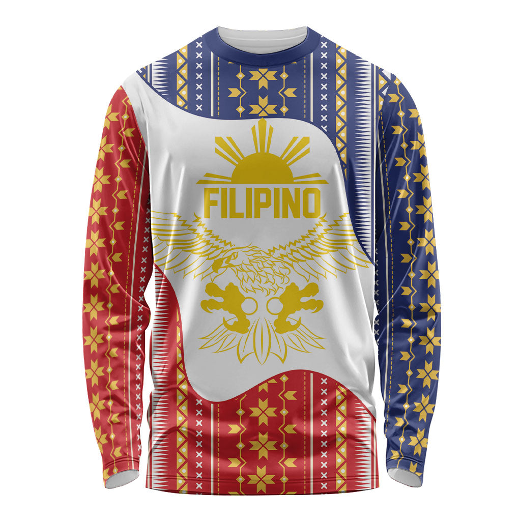Philippines Flag Day Long Sleeve Shirt Filipino Traditional Igorot Tribal Pattern