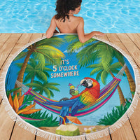 5 Oclock Somewhere Beach Blanket Hawaii Parrots Cocktail Summer Beach Vibe - Polynesian Pride