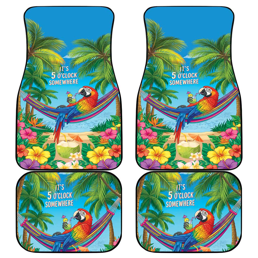 5 Oclock Somewhere Car Mats Hawaii Parrots Cocktail Summer Beach Vibe - Polynesian Pride