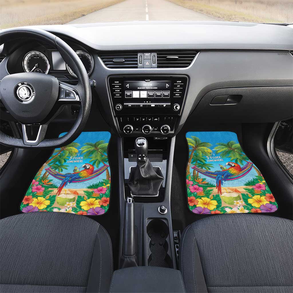 5 Oclock Somewhere Car Mats Hawaii Parrots Cocktail Summer Beach Vibe - Polynesian Pride
