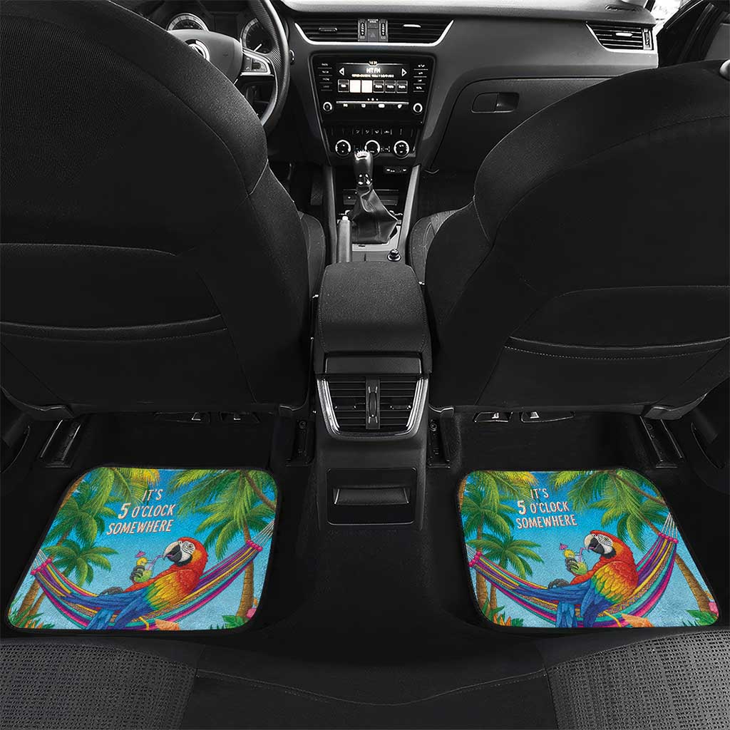 5 Oclock Somewhere Car Mats Hawaii Parrots Cocktail Summer Beach Vibe - Polynesian Pride