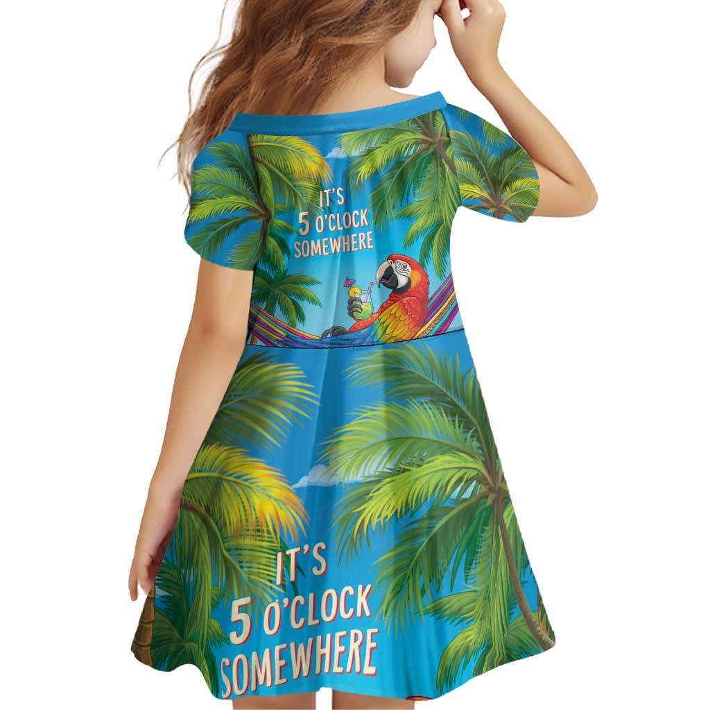5 Oclock Somewhere Family Matching Puletasi and Hawaiian Shirt Hawaii Parrots Cocktail Summer Beach Vibe - Polynesian Pride