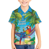 5 Oclock Somewhere Family Matching Puletasi and Hawaiian Shirt Hawaii Parrots Cocktail Summer Beach Vibe - Polynesian Pride