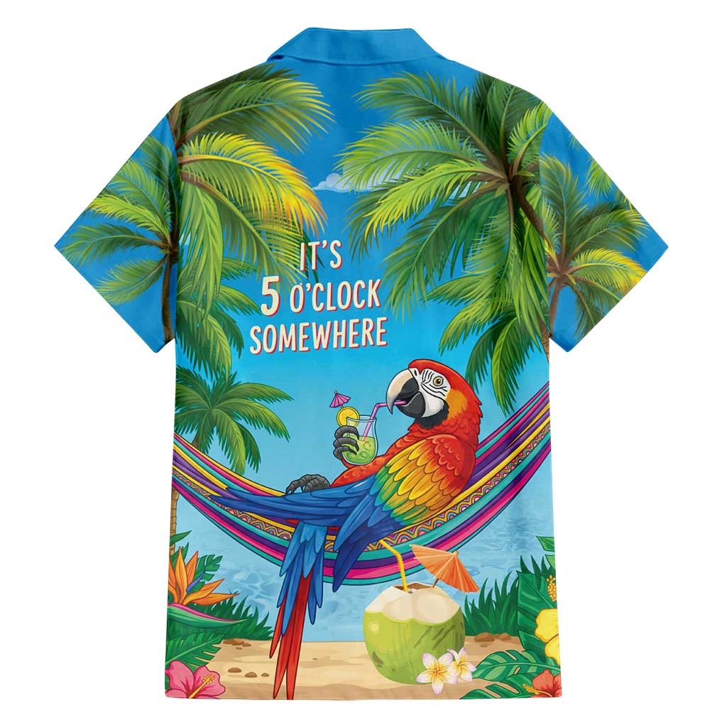 5 Oclock Somewhere Family Matching Summer Maxi Dress and Hawaiian Shirt Hawaii Parrots Cocktail Summer Beach Vibe - Polynesian Pride