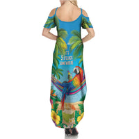 5 Oclock Somewhere Family Matching Summer Maxi Dress and Hawaiian Shirt Hawaii Parrots Cocktail Summer Beach Vibe - Polynesian Pride